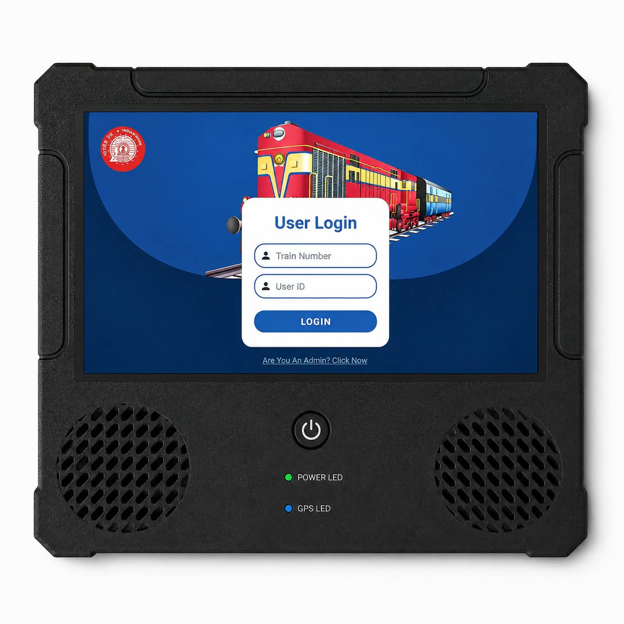 FogPASS Ver. 3.0 unit — rugged housing with a widescreen colour touchscreen, twin speaker grilles and status indicators