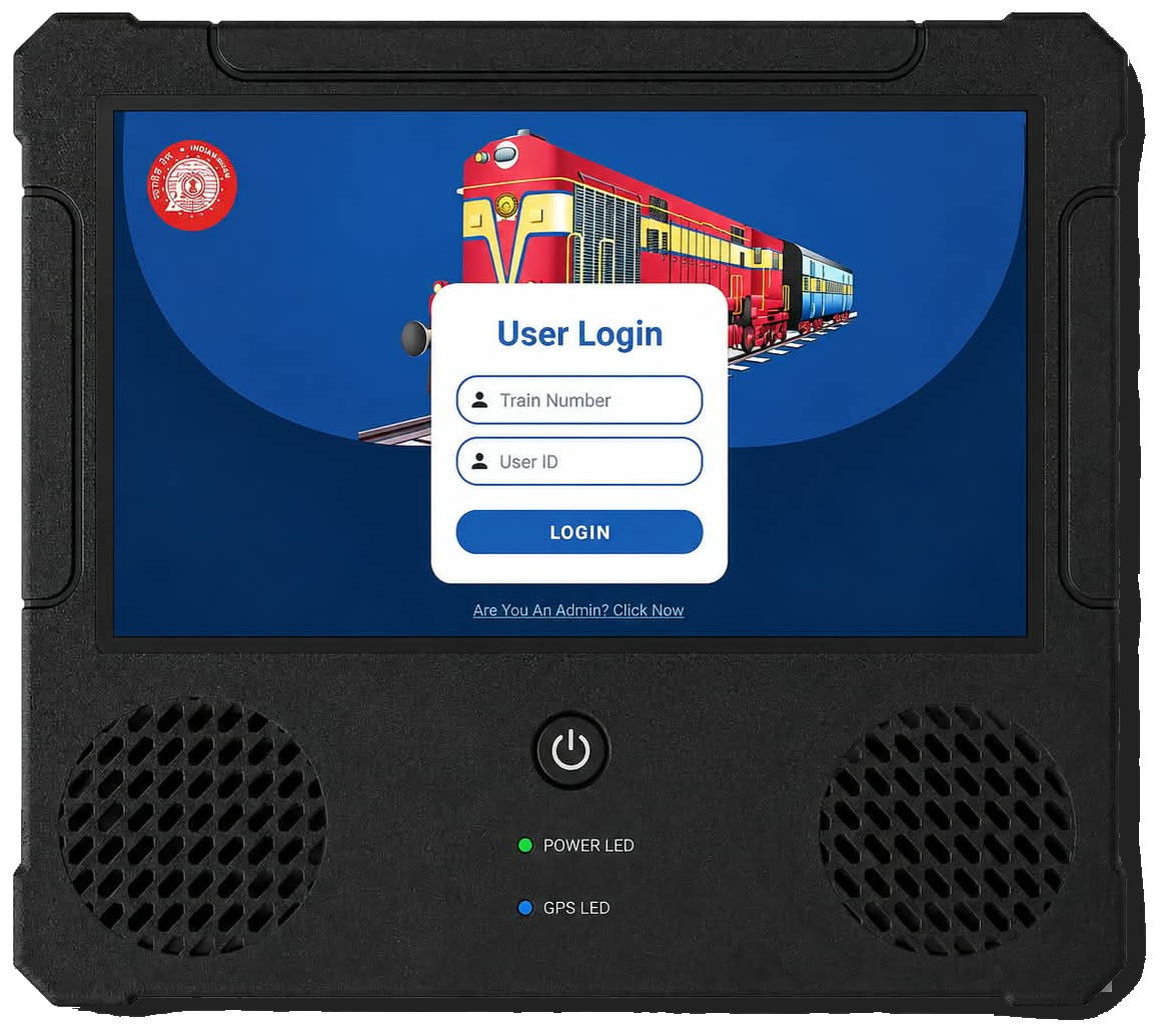 FogPASS Ver. 3.0 unit — rugged housing with protective corner bumpers, a widescreen colour touchscreen, twin speaker grilles and power and GPS status indicators