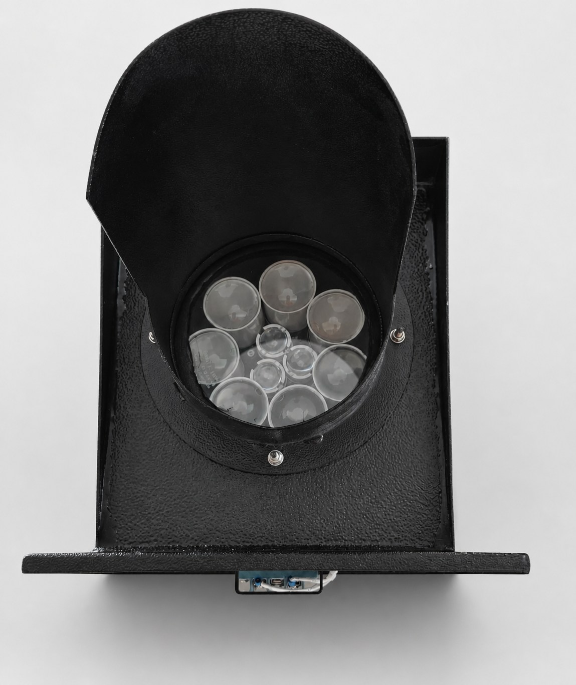 Advanced LED Flasher Light with hooded black housing and clear white LED cluster