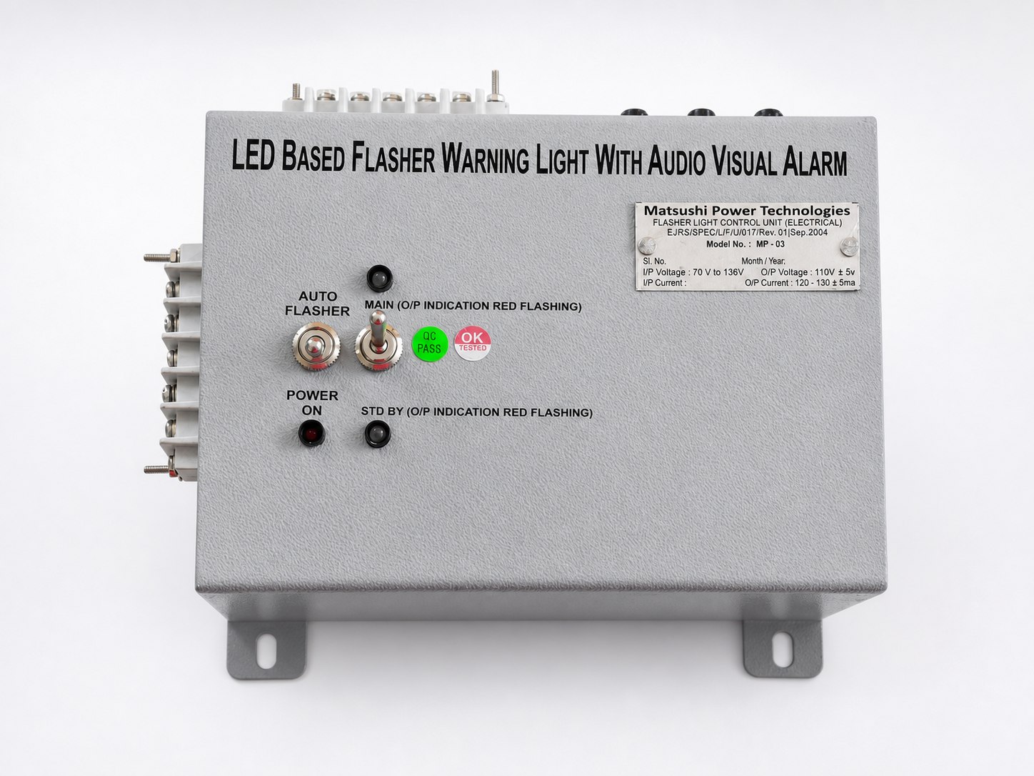 LED Based Flasher Warning Light With Audio Visual Alarm control unit